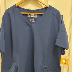 WonderWink Women's V-Neck Scrub Top Navy Blue 2XL